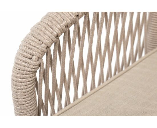 "Канны" кресло плетеное из роупа, каркас алюминий белый, муар, роуп бежевый круглый, ткань бежевая 035, изображение 6 | Интернет магазин мебели и декора LifeDekor
