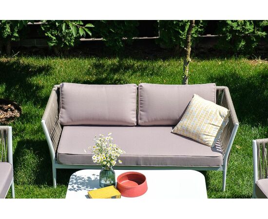 "Касабланка" лаунж-зона плетеная из роупа 4-местная, цвет серо-коричневый, изображение 2 | Интернет магазин мебели и декора LifeDekor