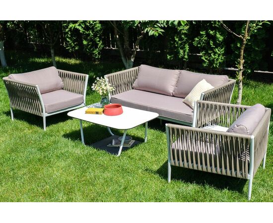 "Касабланка" лаунж-зона плетеная из роупа 4-местная, цвет серо-коричневый, изображение 6 | Интернет магазин мебели и декора LifeDekor