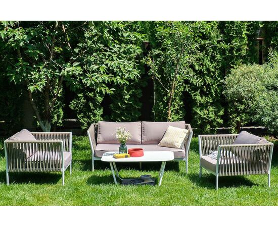 "Касабланка" лаунж-зона плетеная из роупа 4-местная, цвет серо-коричневый, изображение 8 | Интернет магазин мебели и декора LifeDekor