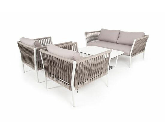 "Касабланка" лаунж-зона плетеная из роупа 4-местная, цвет серо-коричневый, изображение 11 | Интернет магазин мебели и декора LifeDekor