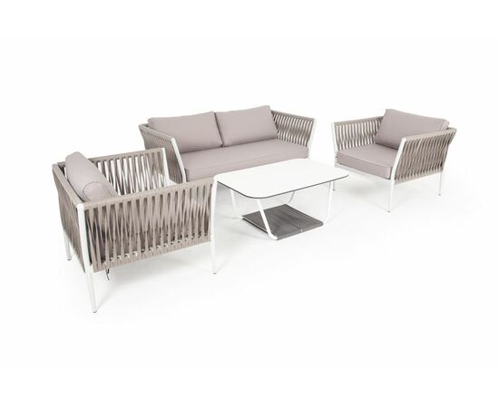 "Касабланка" лаунж-зона плетеная из роупа 4-местная, цвет серо-коричневый, изображение 12 | Интернет магазин мебели и декора LifeDekor