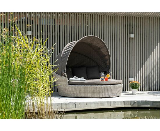 "Стильяно" плетеная кровать круглая, цвет бежевый, изображение 5 | Интернет магазин мебели и декора LifeDekor