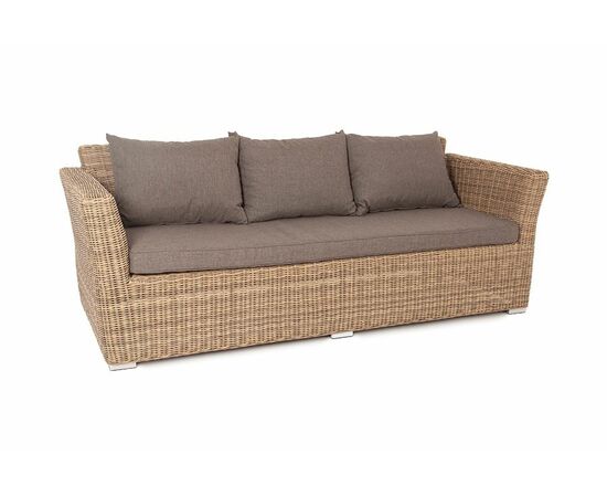 "Капучино" диван из искусственного ротанга трехместный, цвет соломенный, изображение 2 | Интернет магазин мебели и декора LifeDekor