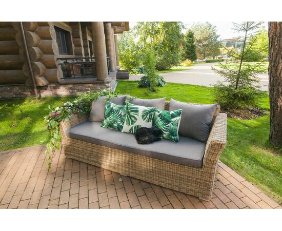 "Капучино" диван из искусственного ротанга трехместный, цвет соломенный, изображение 5 | Интернет магазин мебели и декора LifeDekor