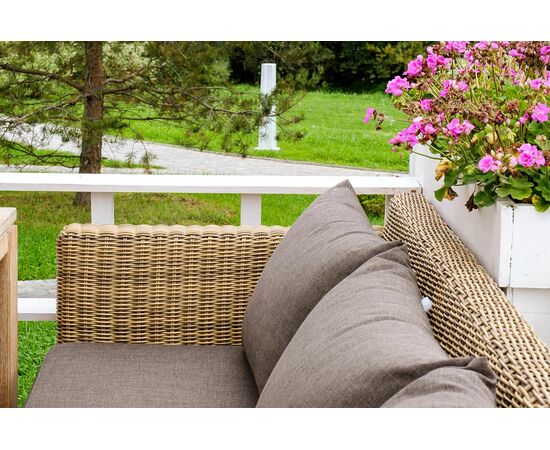 "Капучино" диван из искусственного ротанга трехместный, цвет соломенный, изображение 10 | Интернет магазин мебели и декора LifeDekor