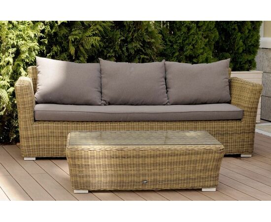 "Капучино" диван из искусственного ротанга трехместный, цвет соломенный, изображение 14 | Интернет магазин мебели и декора LifeDekor