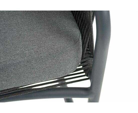 "Ането" кресло плетеное из роупа, каркас алюминий темно-серый (RAL7024) муар, роуп темно-серый круглый, ткань темно-серая 027, изображение 6 | Интернет магазин мебели и декора LifeDekor