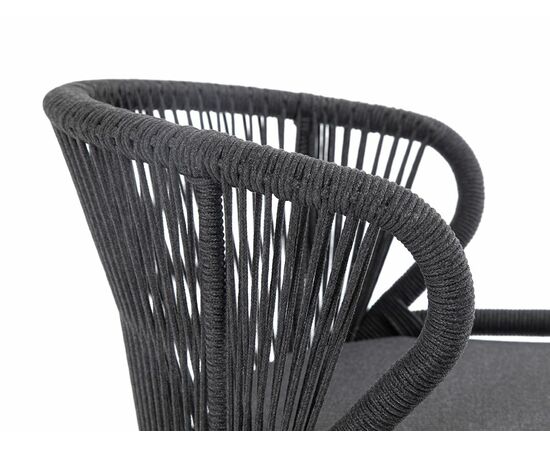 "Милан" стул плетеный из роупа, каркас алюминий темно-серый (RAL7024) муар, роуп темно-серый круглый, ткань темно-серая 027, изображение 6 | Интернет магазин мебели и декора LifeDekor