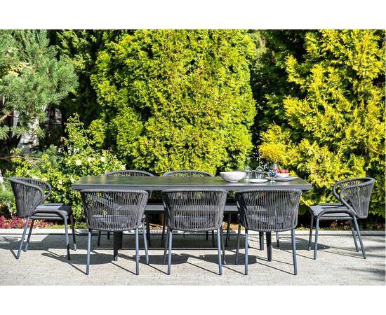 "Милан" стул плетеный из роупа, каркас алюминий темно-серый (RAL7024) муар, роуп темно-серый круглый, ткань темно-серая 027, изображение 8 | Интернет магазин мебели и декора LifeDekor