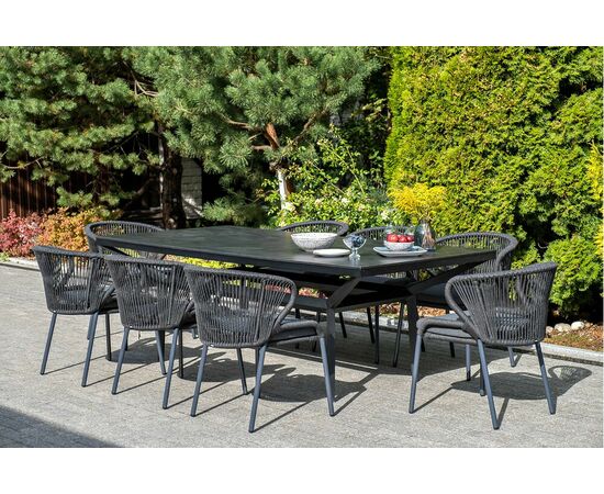 "Милан" стул плетеный из роупа, каркас алюминий темно-серый (RAL7024) муар, роуп темно-серый круглый, ткань темно-серая 027, изображение 9 | Интернет магазин мебели и декора LifeDekor