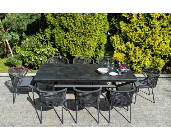 "Милан" стул плетеный из роупа, каркас алюминий темно-серый (RAL7024) муар, роуп темно-серый круглый, ткань темно-серая 027, изображение 11 | Интернет магазин мебели и декора LifeDekor