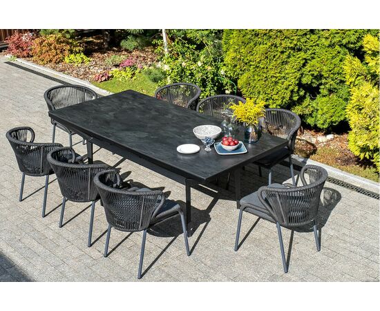 "Милан" стул плетеный из роупа, каркас алюминий темно-серый (RAL7024) муар, роуп темно-серый круглый, ткань темно-серая 027, изображение 14 | Интернет магазин мебели и декора LifeDekor