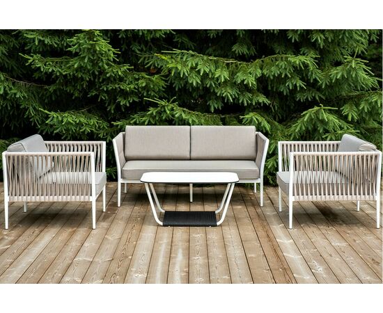 "Касабланка" лаунж-зона плетеная из роупа 4-местная, цвет серо-коричневый | Интернет магазин мебели и декора LifeDekor