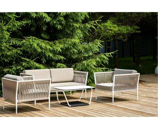 "Касабланка" лаунж-зона плетеная из роупа 4-местная, цвет серо-коричневый, изображение 2 | Интернет магазин мебели и декора LifeDekor