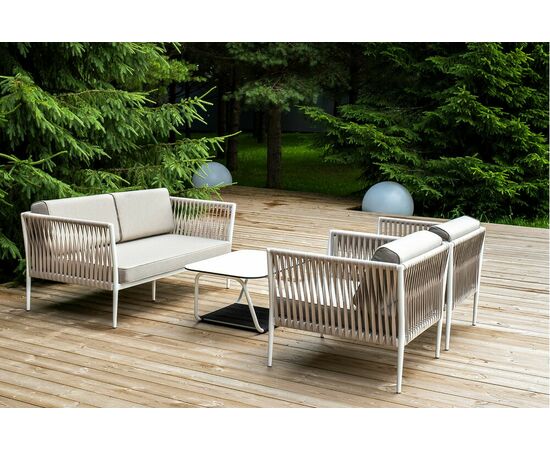 "Касабланка" лаунж-зона плетеная из роупа 4-местная, цвет серо-коричневый, изображение 3 | Интернет магазин мебели и декора LifeDekor