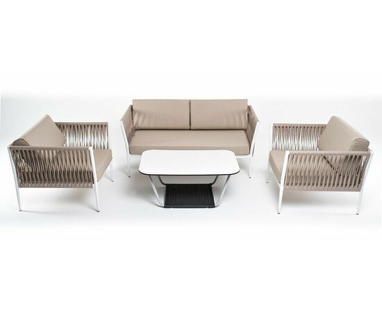 "Касабланка" лаунж-зона плетеная из роупа 4-местная, цвет серо-коричневый, изображение 14 | Интернет магазин мебели и декора LifeDekor