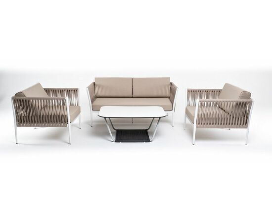 "Касабланка" лаунж-зона плетеная из роупа 4-местная, цвет серо-коричневый, изображение 15 | Интернет магазин мебели и декора LifeDekor