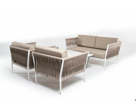 "Касабланка" лаунж-зона плетеная из роупа 4-местная, цвет серо-коричневый, изображение 16 | Интернет магазин мебели и декора LifeDekor