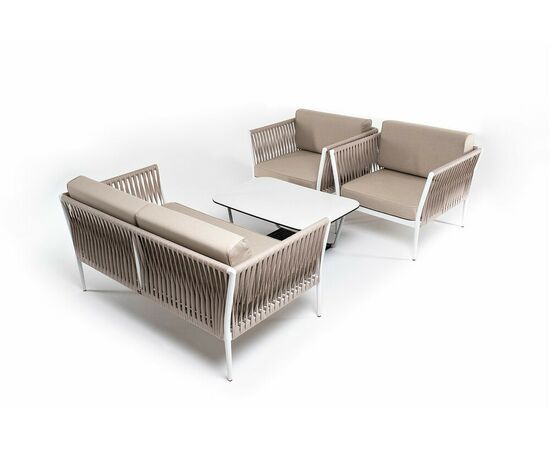 "Касабланка" лаунж-зона плетеная из роупа 4-местная, цвет серо-коричневый, изображение 19 | Интернет магазин мебели и декора LifeDekor