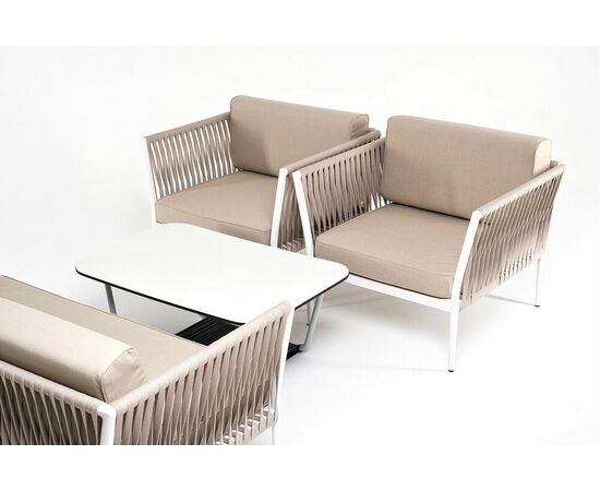 "Касабланка" лаунж-зона плетеная из роупа 4-местная, цвет серо-коричневый, изображение 20 | Интернет магазин мебели и декора LifeDekor