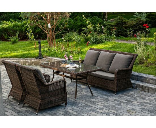 "Гляссе" обеденная группа из искусственного ротанга, цвет коричневый | Интернет магазин мебели и декора LifeDekor