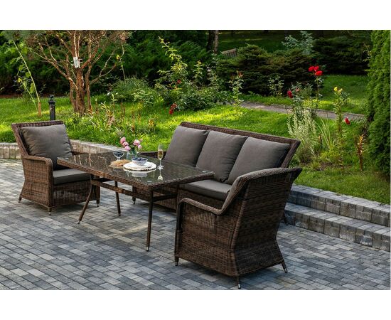 "Гляссе" обеденная группа из искусственного ротанга, цвет коричневый, изображение 2 | Интернет магазин мебели и декора LifeDekor