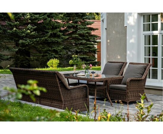"Гляссе" обеденная группа из искусственного ротанга, цвет коричневый, изображение 3 | Интернет магазин мебели и декора LifeDekor