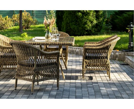 "Амароне" обеденная группа из искусственного ротанга на 6 персоны, цвет соломенный, изображение 7 | Интернет магазин мебели и декора LifeDekor