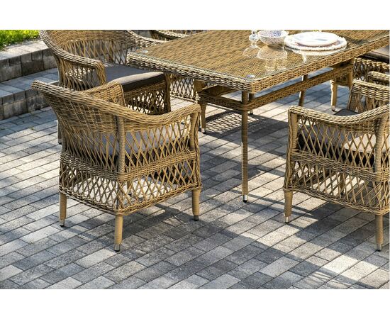 "Амароне" обеденная группа из искусственного ротанга на 6 персоны, цвет соломенный, изображение 9 | Интернет магазин мебели и декора LifeDekor