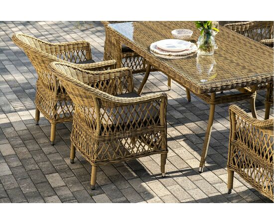"Амароне" обеденная группа из искусственного ротанга на 6 персоны, цвет соломенный, изображение 10 | Интернет магазин мебели и декора LifeDekor