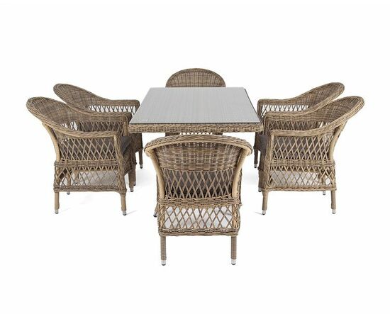 "Амароне" обеденная группа из искусственного ротанга на 6 персоны, цвет соломенный, изображение 17 | Интернет магазин мебели и декора LifeDekor