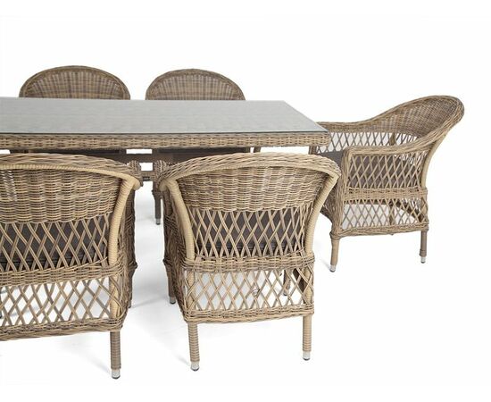 "Амароне" обеденная группа из искусственного ротанга на 6 персоны, цвет соломенный, изображение 18 | Интернет магазин мебели и декора LifeDekor