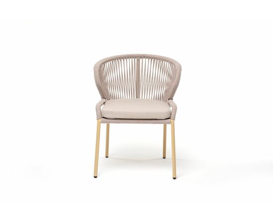 "Милан" стул плетеный из роупа, каркас алюминий (RAL1001), роуп бежевый круглый, ткань бежевая, изображение 2 | Интернет магазин мебели и декора LifeDekor