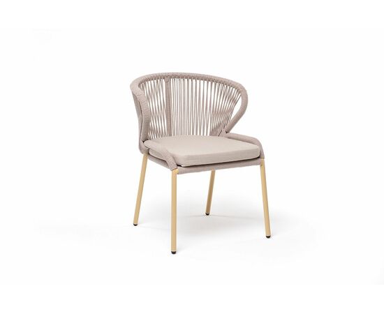 "Милан" стул плетеный из роупа, каркас алюминий (RAL1001), роуп бежевый круглый, ткань бежевая, изображение 3 | Интернет магазин мебели и декора LifeDekor