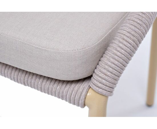 "Милан" стул плетеный из роупа, каркас алюминий (RAL1001), роуп бежевый круглый, ткань бежевая, изображение 4 | Интернет магазин мебели и декора LifeDekor