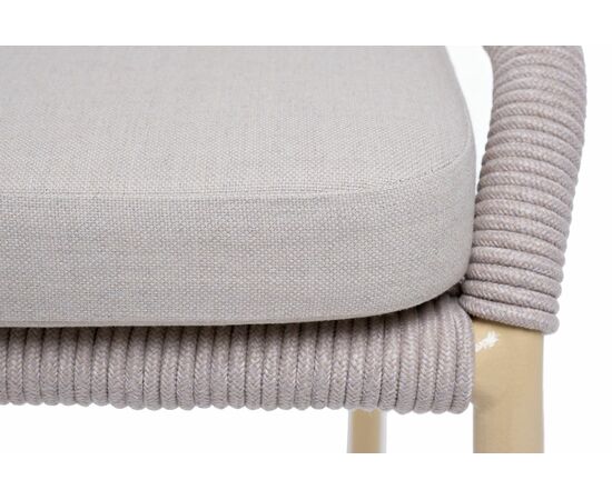 "Милан" стул плетеный из роупа, каркас алюминий (RAL1001), роуп бежевый круглый, ткань бежевая, изображение 5 | Интернет магазин мебели и декора LifeDekor