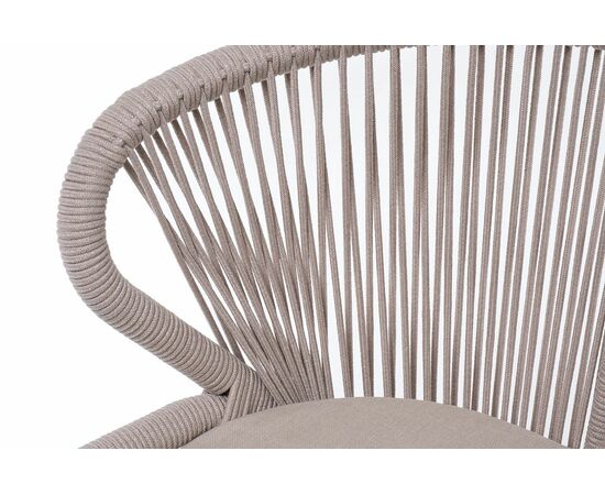 "Милан" стул плетеный из роупа, каркас алюминий (RAL1001), роуп бежевый круглый, ткань бежевая, изображение 6 | Интернет магазин мебели и декора LifeDekor