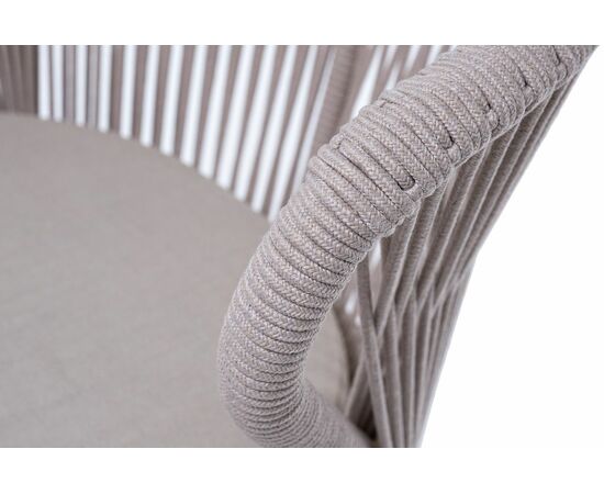 "Милан" стул плетеный из роупа, каркас алюминий (RAL1001), роуп бежевый круглый, ткань бежевая, изображение 7 | Интернет магазин мебели и декора LifeDekor