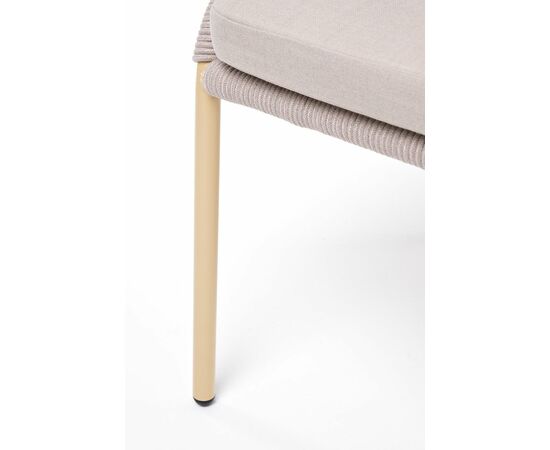 "Милан" стул плетеный из роупа, каркас алюминий (RAL1001), роуп бежевый круглый, ткань бежевая, изображение 9 | Интернет магазин мебели и декора LifeDekor