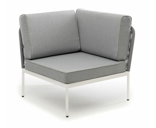 "Канны" левый модуль плетеный из роупа, каркас алюминий темно-серый (RAL7024) шагрень, роуп темно-серый круглый, ткань темно-серая | Интернет магазин мебели и декора LifeDekor