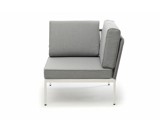 "Канны" левый модуль плетеный из роупа, каркас алюминий темно-серый (RAL7024) шагрень, роуп темно-серый круглый, ткань темно-серая, изображение 2 | Интернет магазин мебели и декора LifeDekor