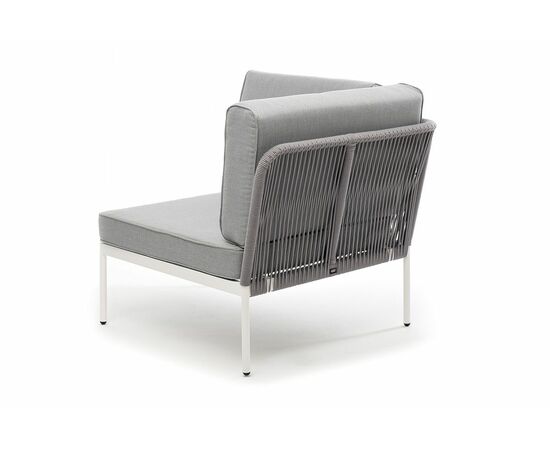 "Канны" левый модуль плетеный из роупа, каркас алюминий темно-серый (RAL7024) шагрень, роуп темно-серый круглый, ткань темно-серая, изображение 3 | Интернет магазин мебели и декора LifeDekor