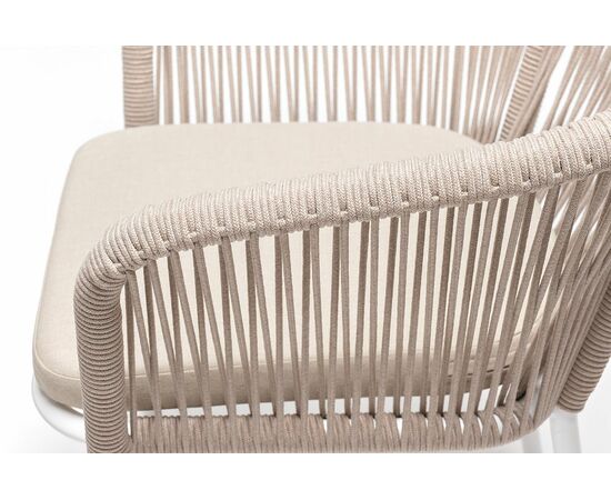 "Малага" обеденная группа на 6 персон со стульями "Марсель", каркас белый, роуп бежевый, изображение 6 | Интернет магазин мебели и декора LifeDekor