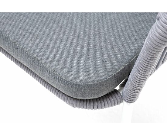 "Лион" стул плетеный из роупа, каркас из стали белый муар, роуп светло-серый круглый, ткань светло-серая, изображение 5 | Интернет магазин мебели и декора LifeDekor