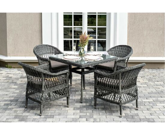 "Сицилия" обеденная группа плетеная, цвет графит, изображение 2 | Интернет магазин мебели и декора LifeDekor