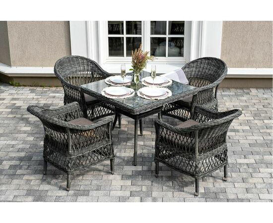 "Сицилия" обеденная группа плетеная, цвет графит, изображение 3 | Интернет магазин мебели и декора LifeDekor