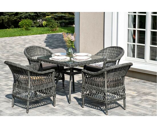 "Сицилия" обеденная группа плетеная, цвет графит, изображение 4 | Интернет магазин мебели и декора LifeDekor