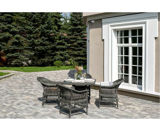 "Сицилия" обеденная группа плетеная, цвет графит, изображение 5 | Интернет магазин мебели и декора LifeDekor