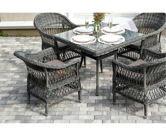 "Сицилия" обеденная группа плетеная, цвет графит, изображение 6 | Интернет магазин мебели и декора LifeDekor